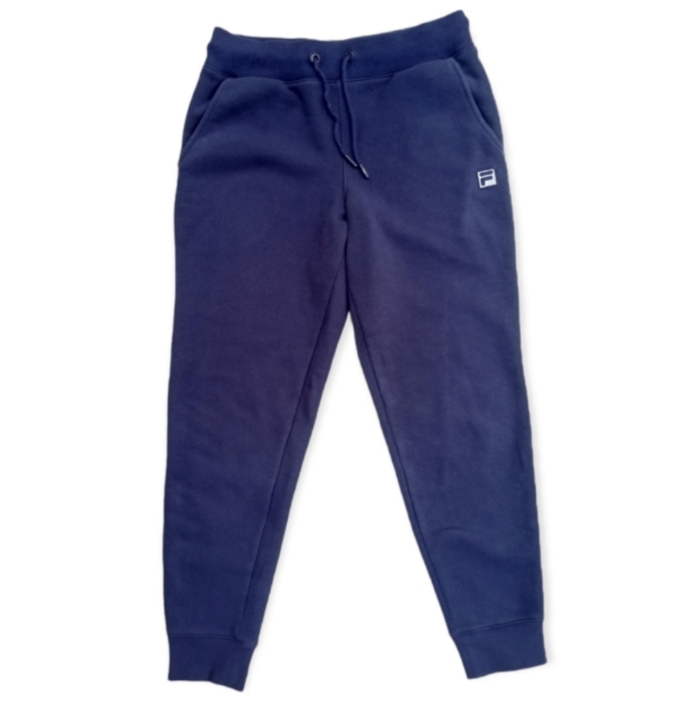 Fila Unisex Cotton Blend Fleece Drawstring Jogger Sweatpants Navy Blue Sweats